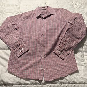 Stylish Red and Blue Plaid Men's Button Down Shirt